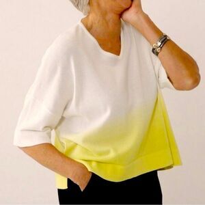 MarlaWynne Boxy Dip Dye Pullover Lightweight Cotton T-shirt Oversized Summer Top